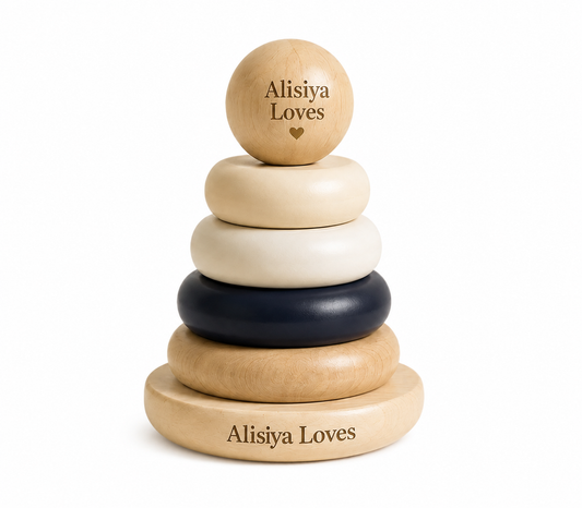 Personalized Wooden Baby Stacking Ring Toy – Alisiya Loves
