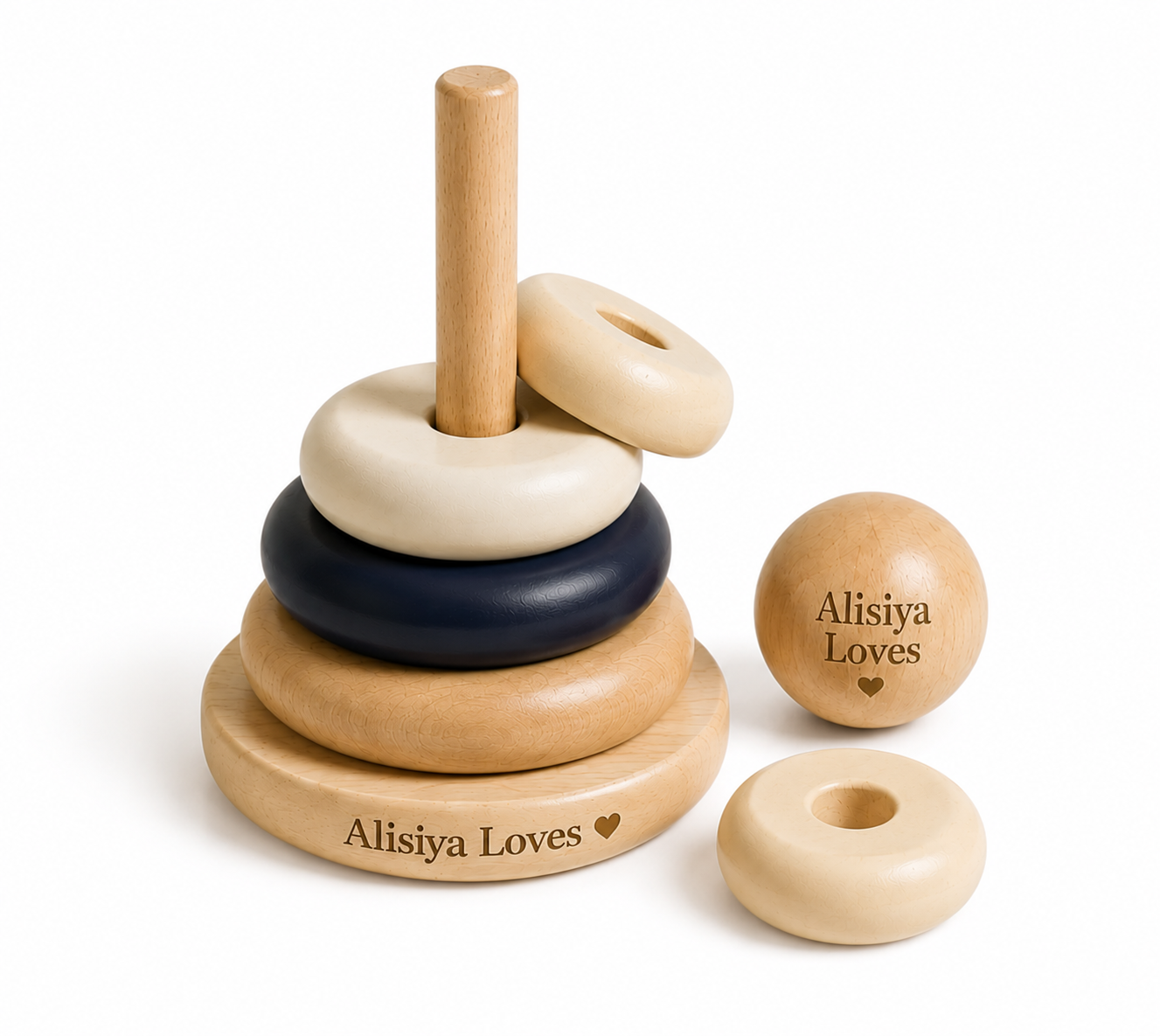 Personalized Wooden Baby Stacking Ring Toy – Alisiya Loves
